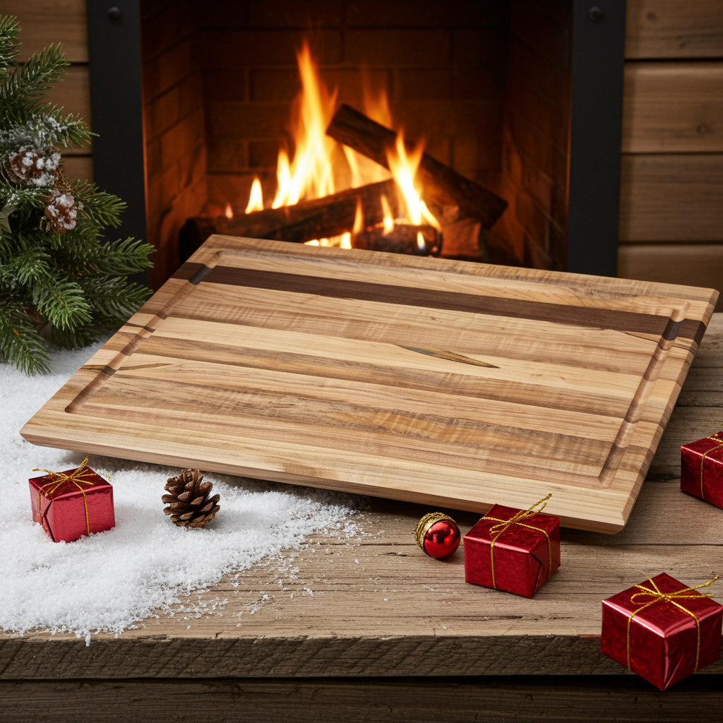 Handmade Ambrosia Maple & Walnut BBQ Cutting Board with Juice Groove – 20.5 x 10.75"