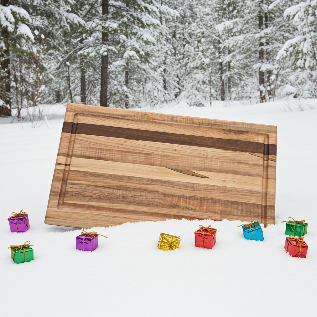 Handmade Ambrosia Maple & Walnut BBQ Cutting Board with Juice Groove – 20.5 x 10.75"