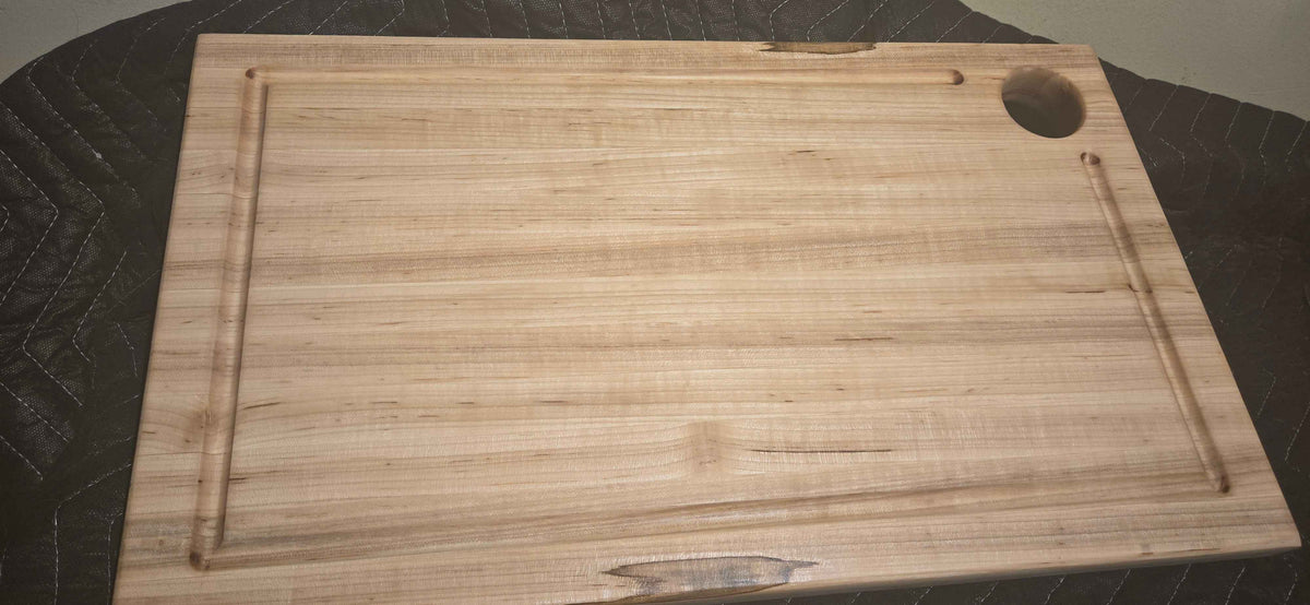 Handmade Ambrosia Maple BBQ Cutting Board with Cut-Out Handle & Juice Groove – 20 x 12"