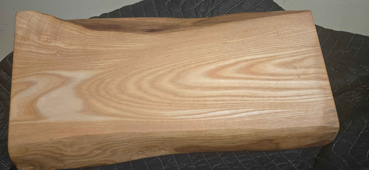 Handmade Live Edge Ash Cutting & Serving Board with Finger Groove Ends – 17.85 x 8.5"