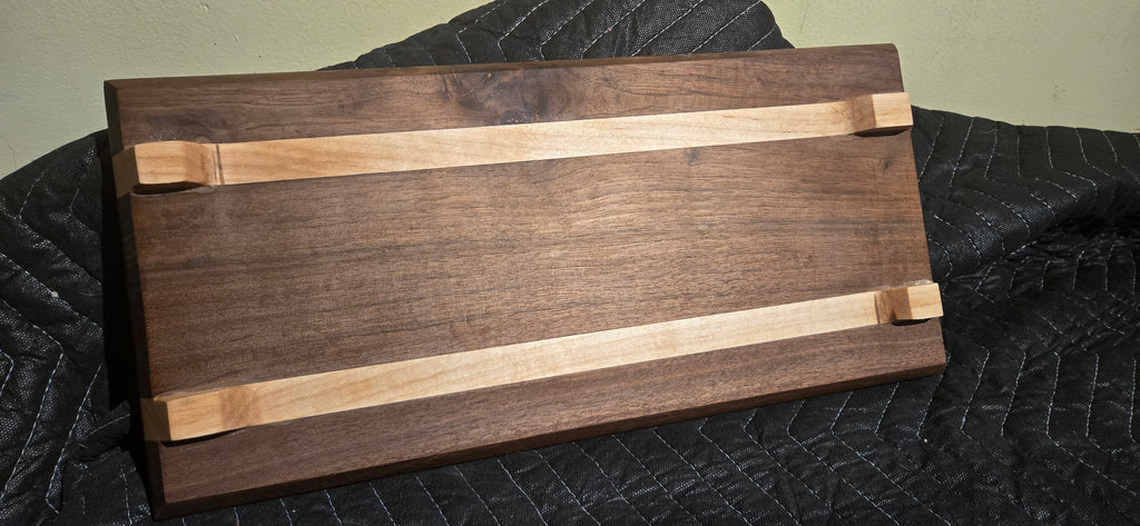Footed walnut with maple serving  charcuterie board