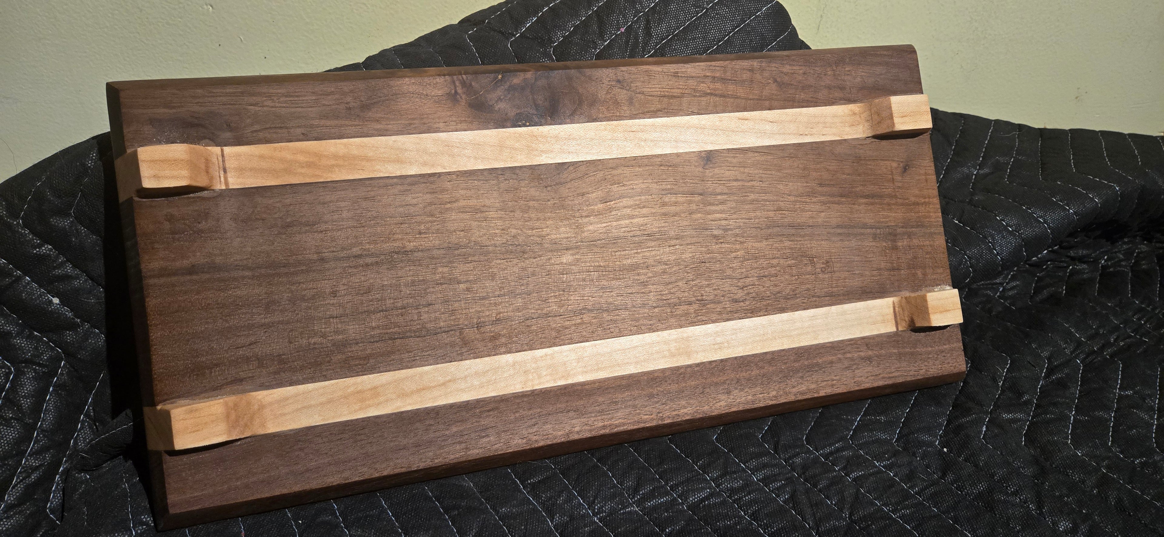 Footed walnut with maple serving  charcuterie board