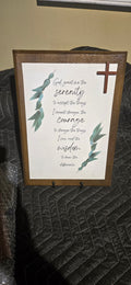 Rustic Serenity Prayer Wood Plaque with Display Stand