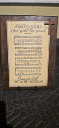 Rustic Amazing Grace Wood Plaque with Display Stand