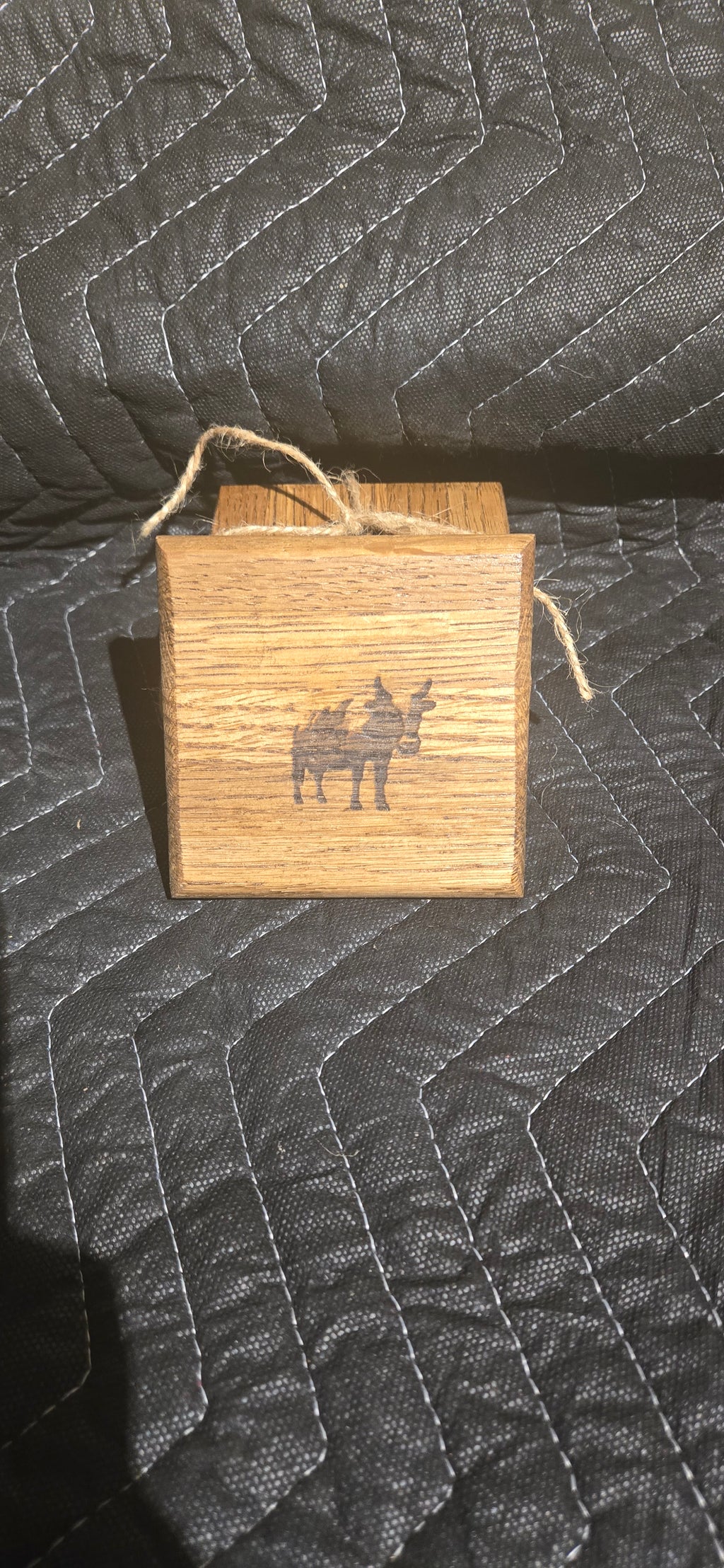 Handmade Cow Laser Engraved Solid Oak Coaster Set with Cork Backing – Set of 4