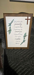 Handmade Serenity Prayer Wood Plaque with Metal Display Stand – Faith Home Decor